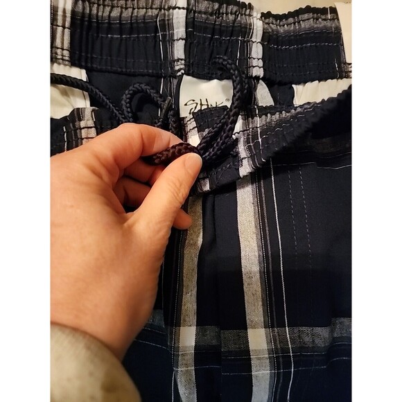 Nwt Shaka Wear Cargo Shorts Men's Sz 4XL Navy BluePlaid Drawstring Elastic Waist - Picture 3 of 13